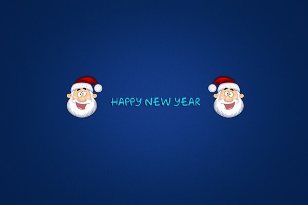 Happy New Year greetings on a blue background