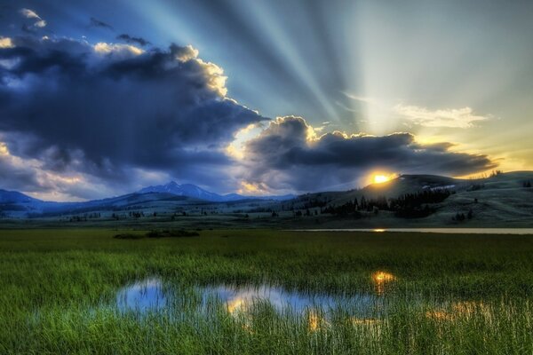 Dawn over the lake: landscape