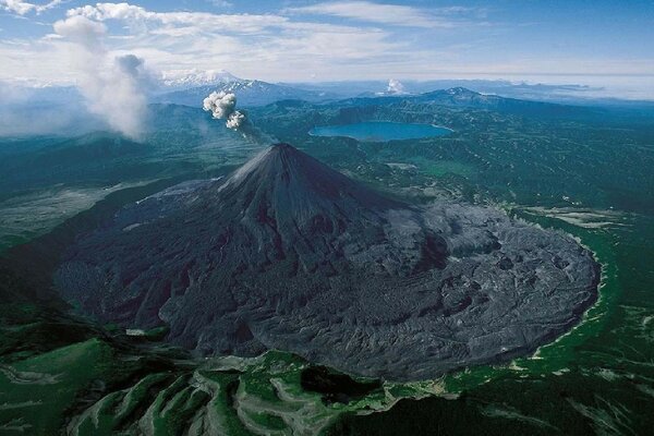 View from the top of the erupting volcano