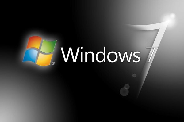 Windows yedi siyah arka plana karşı simge