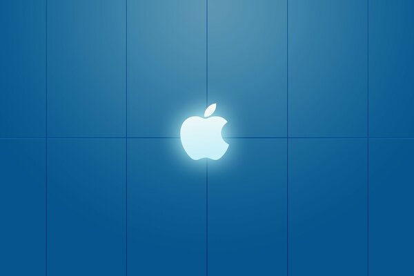 Logo Apple na niebieskim tle