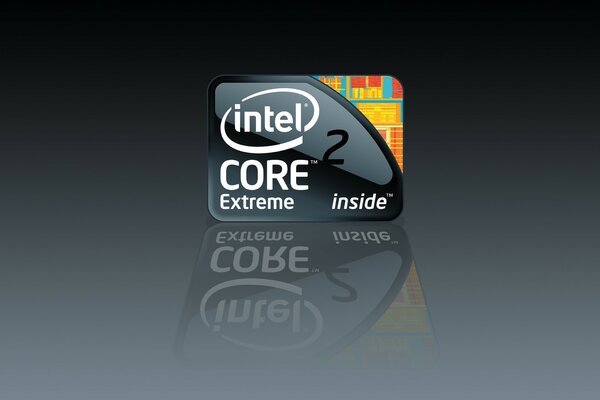 Intel company symbol on a gray background