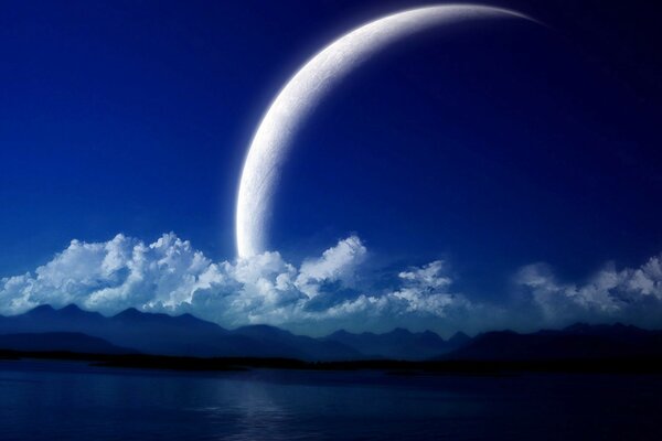 Beautiful Moon in the blue sky