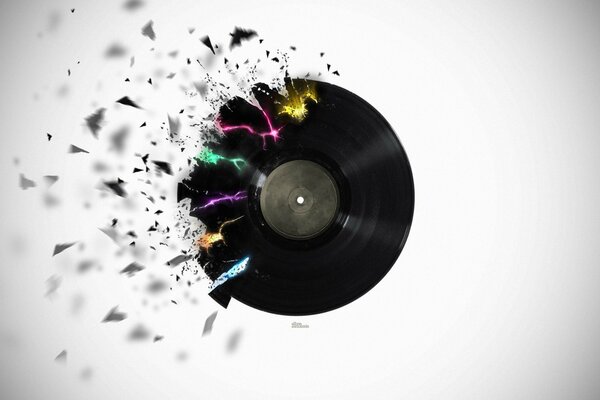 La abstracción de un disco musical roto