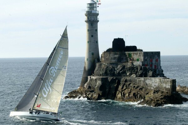 Sailing in the blue sea