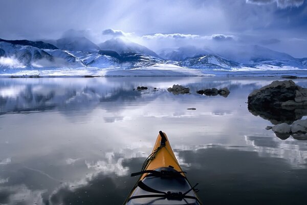 Winter lakes, water and ice