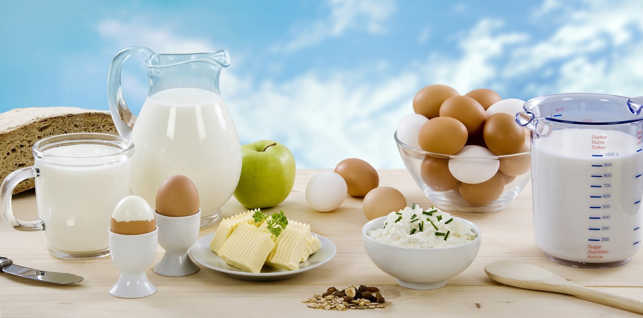 desayunos leche comida huevo vidrio tabla sano