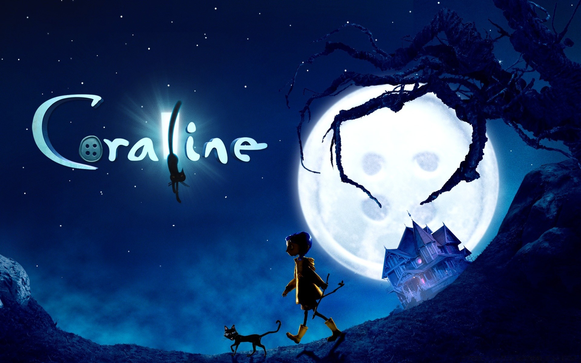 coraline lune sombre halloween bureau nature minuit sous-marin planètes