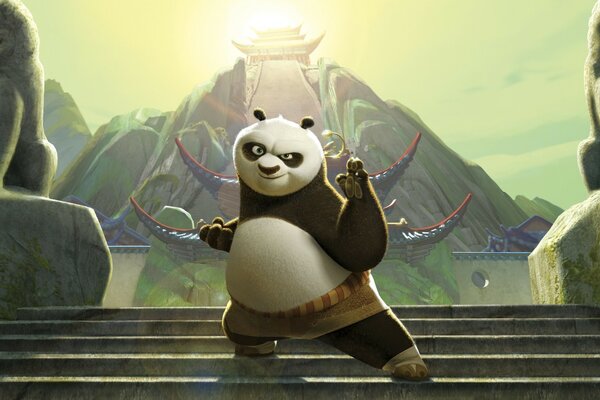 Kung fu panda in a fighting stance