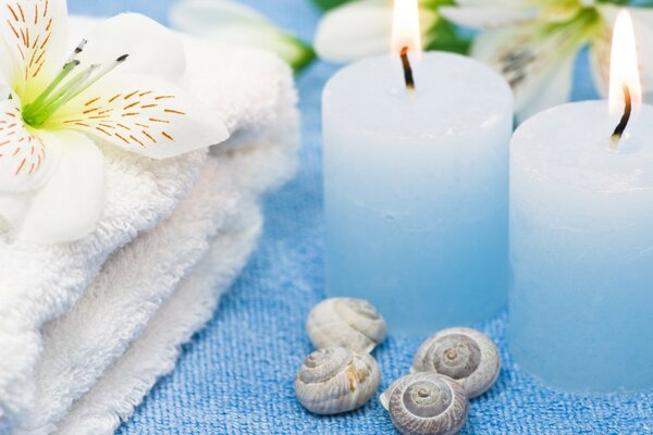 Aromaterapia relaxamento com velas e spa