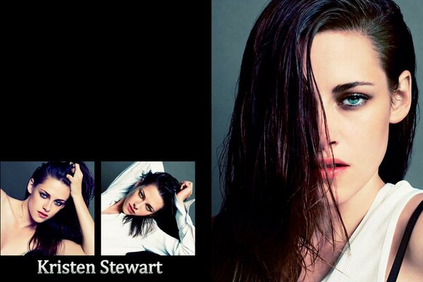 Portrait de Kristen Stewart en chemise blanche