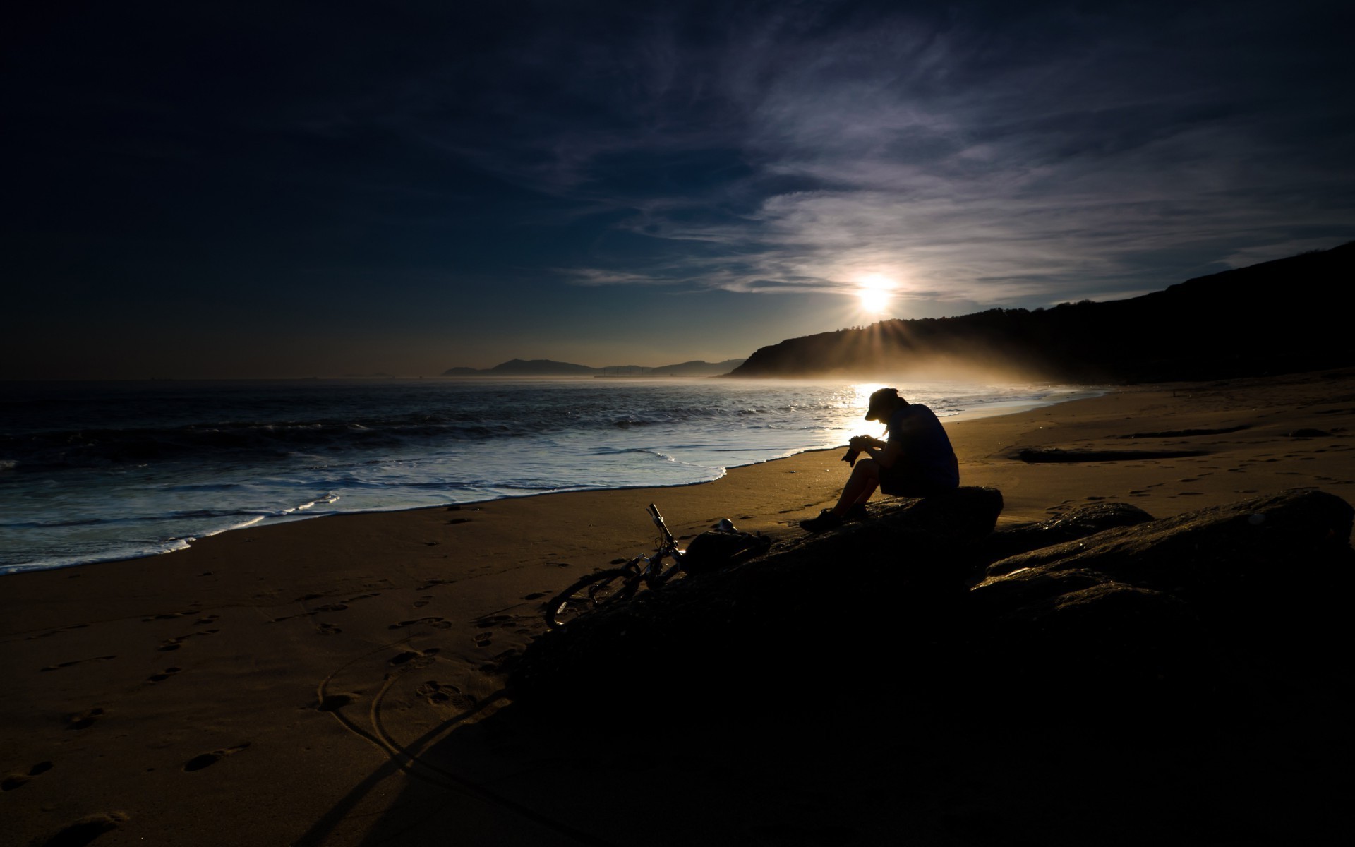 contrastes coucher de soleil plage aube eau crépuscule soir soleil mer océan surf rétro-éclairé paysage paysage mer