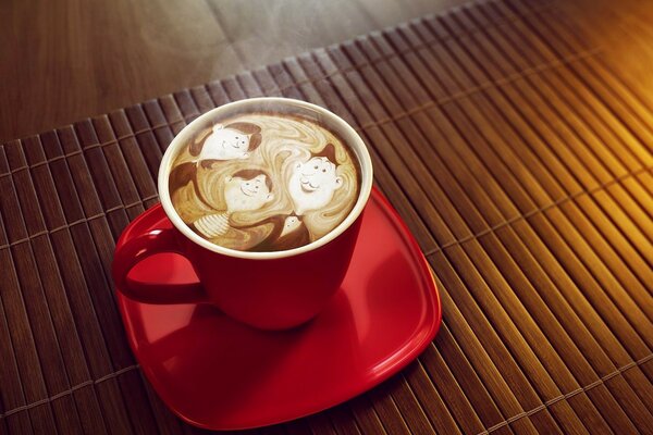 Coffee in a red cup is the most family drink