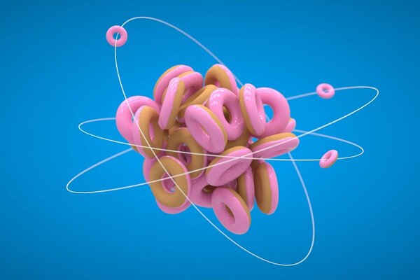 The nucleus of an atom made of pink donuts