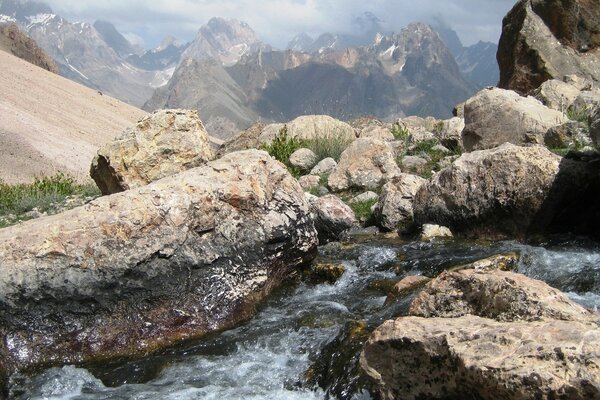 A stream running among the stones