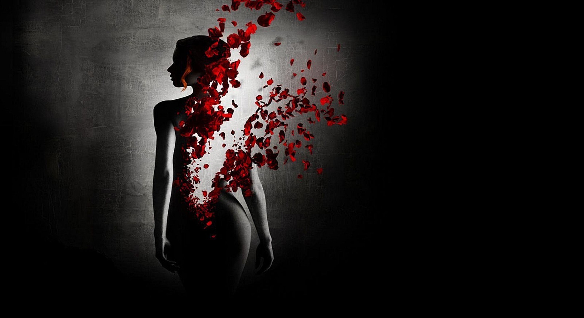 creative dark woman nude art girl heart blood