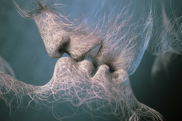 Artistic graphics. A kiss of two people