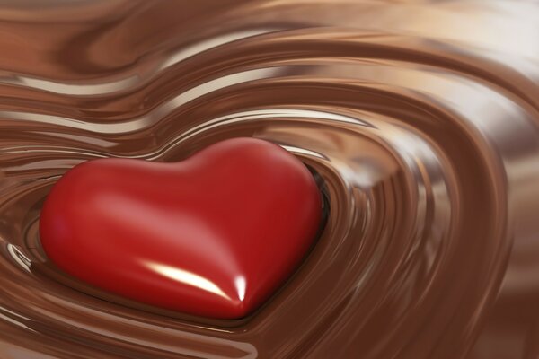 Red heart in milk chocolate