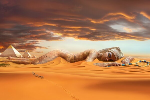 The Egyptian goddess sleeping in the desert