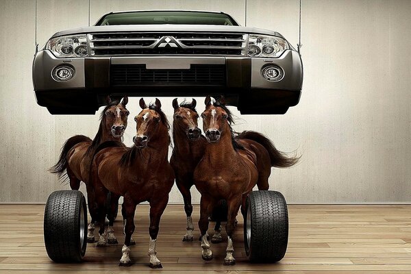 Four horsepower from the mitsubishi hood