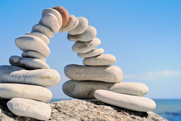 Beautiful stone figures on the seashore