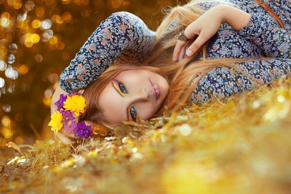 Photo of a beautiful girl with a wreath on her head