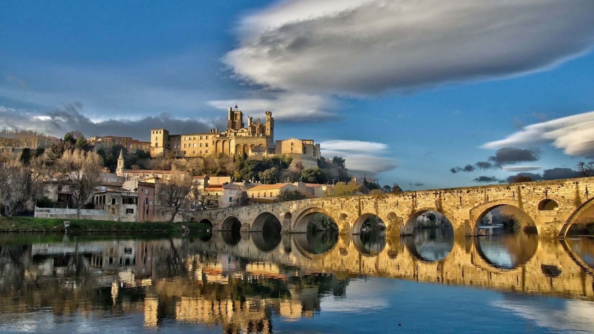 bridges architecture water city travel sky reflection building landscape river town cityscape outdoors old tourism sight sunset landmark castle urban