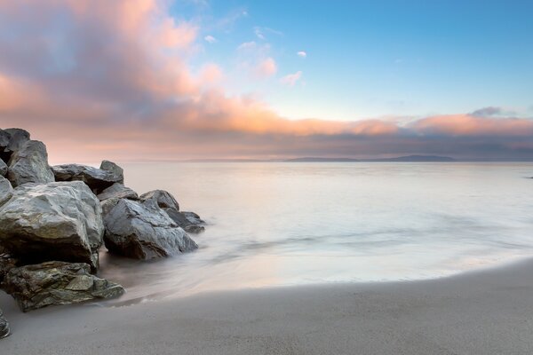 Sunset on a deserted seashore