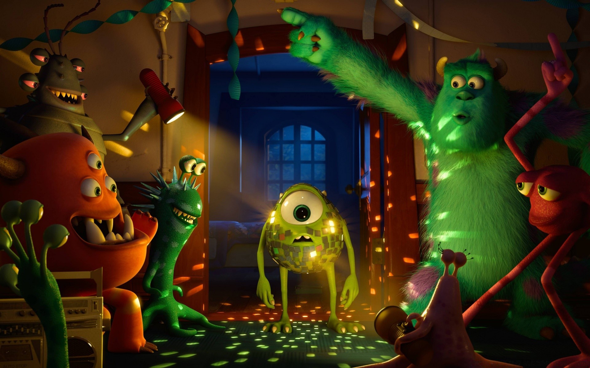 monsters inc movie festival celebration monster christmas fun graphic blur illustration art scary light music