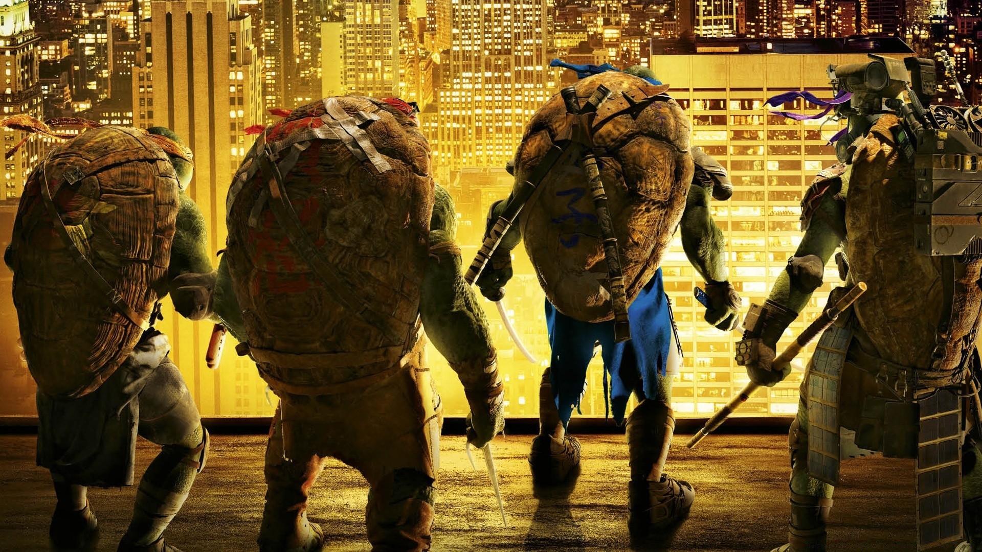 ninja turtles molti gruppo strada mercato commercio uomo città