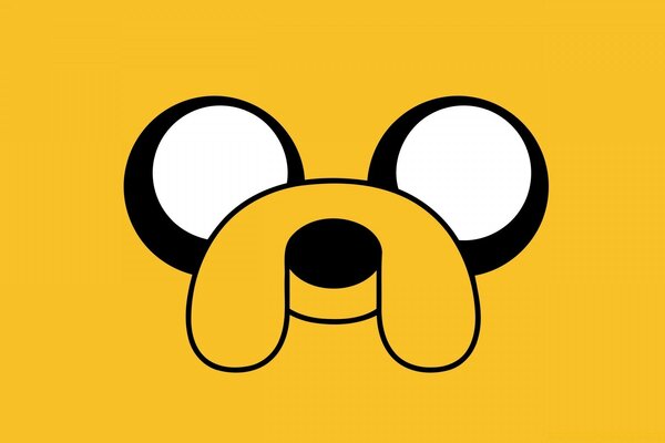 Cartoon image of a muzzle on a completely yellow background