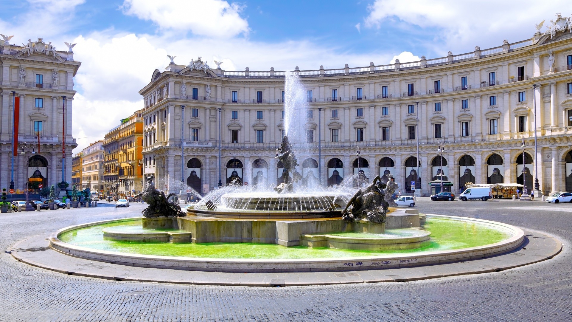 fountains fountain building architecture city travel tourism landmark square castle sky urban outdoors park monument exterior sight old