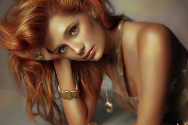 Rousse fille en portrait