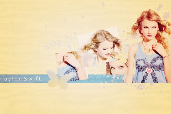 Collage con foto della cantante Taylor Swift