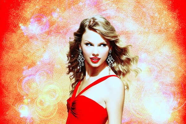 Taylor Swift en vestido rojo