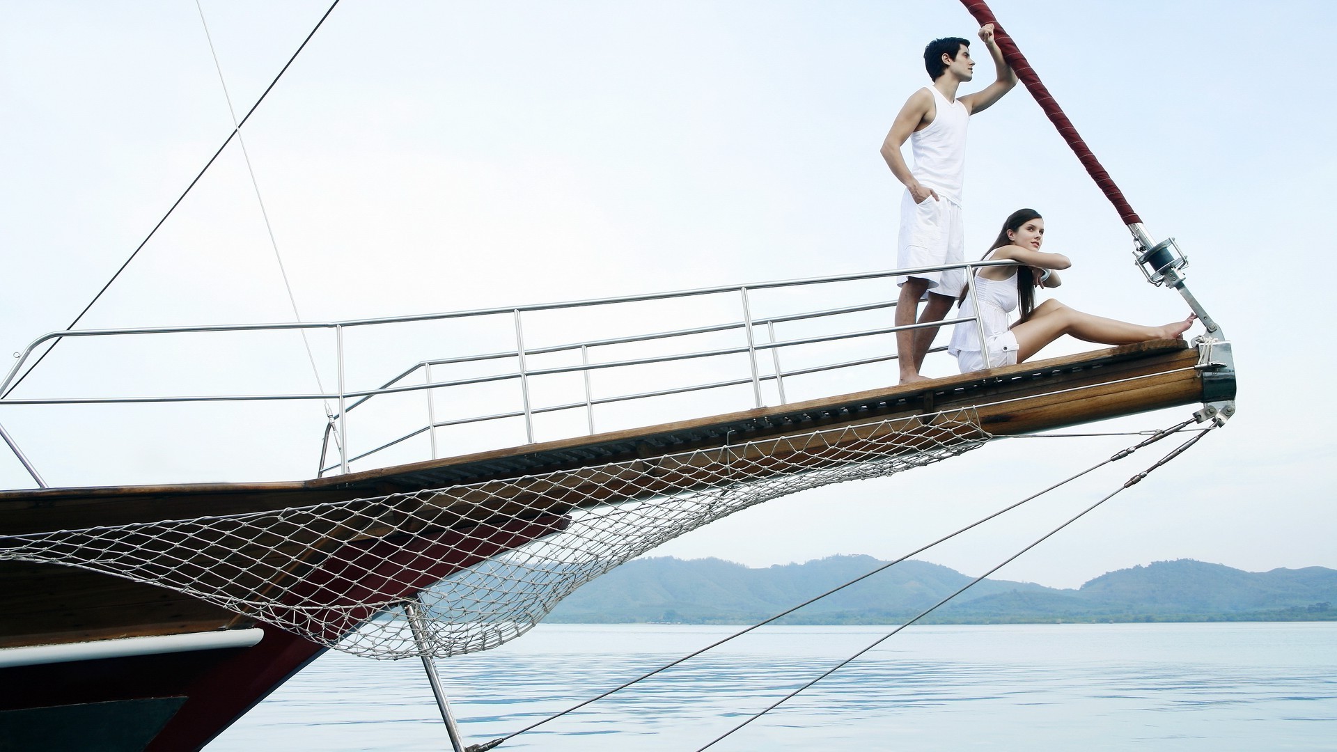 couples sky water rope travel leisure boat