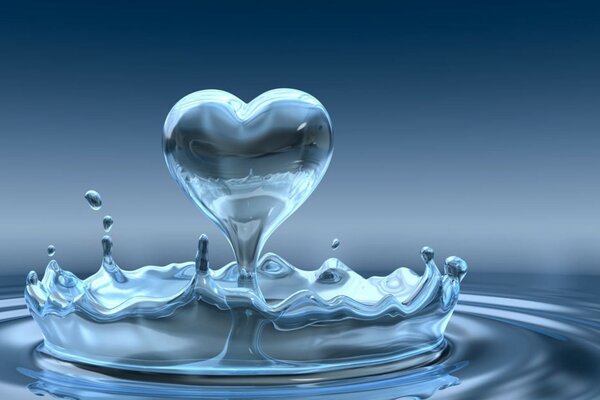 A water heart on the background of a splash