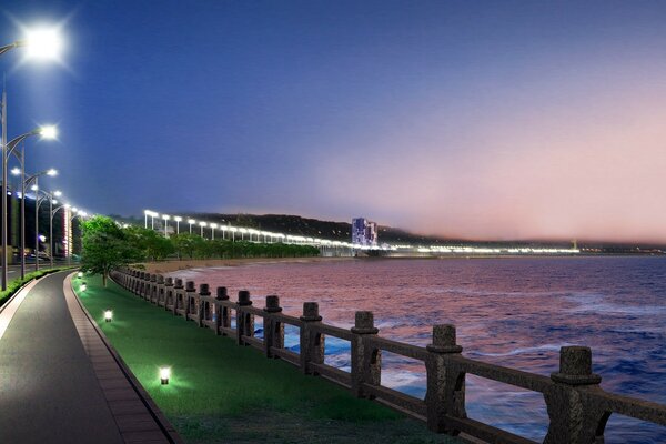 Fabuleux rivage au-dessus du pont de la ville