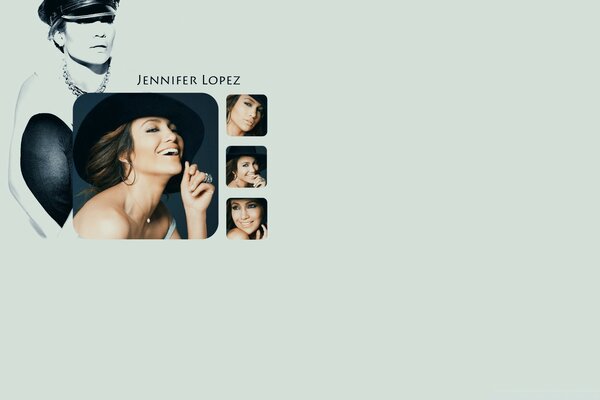 Collage with Jennifer Lopez on a gray background