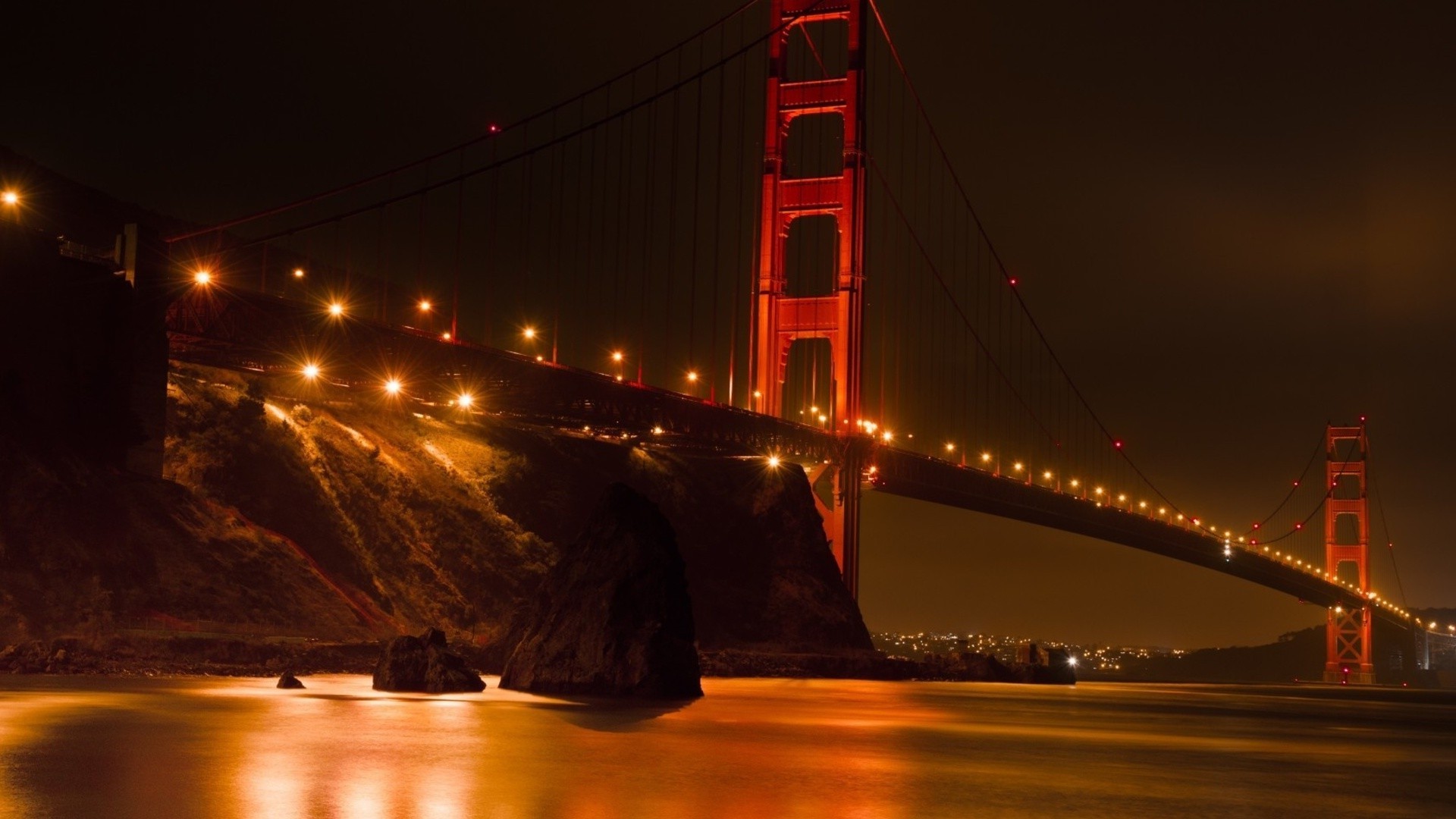 мост золотые ворота в сан франциско ночью