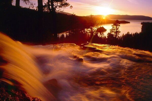 Amanhecer água Lago natureza