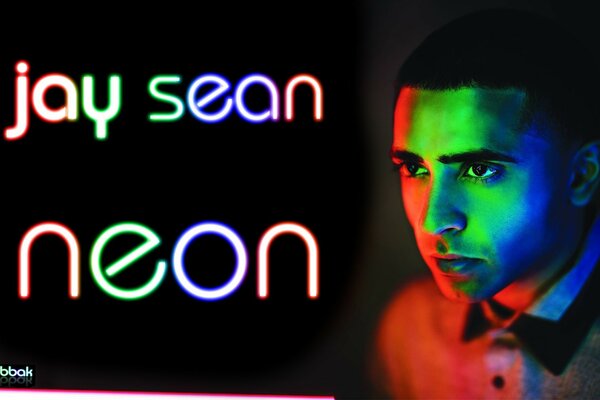 Black singer in neon light