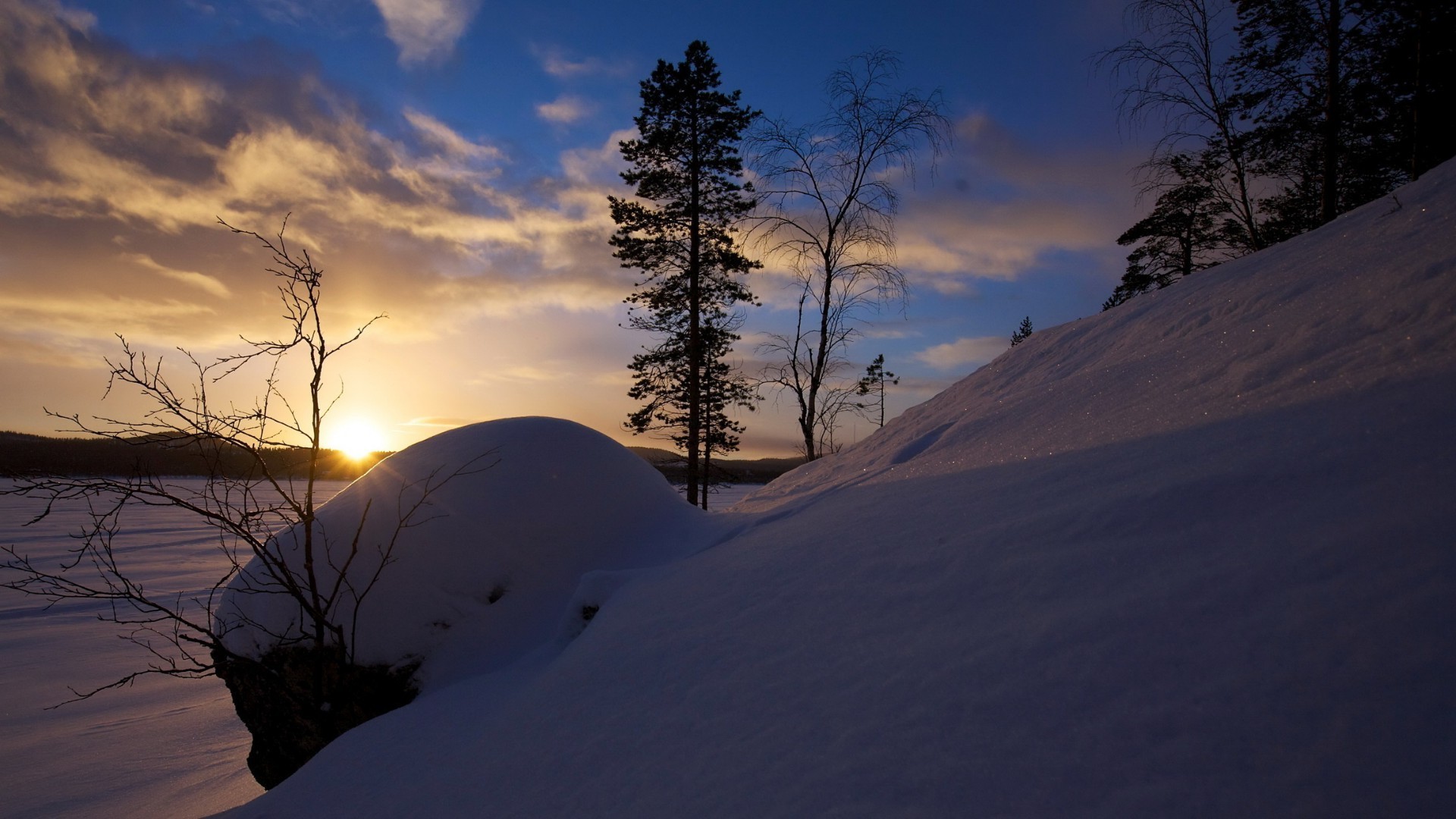 hiver neige paysage aube montagne arbre froid coucher de soleil météo ciel soir scénique lumière nature glace colline beau temps rétro-éclairé congelé