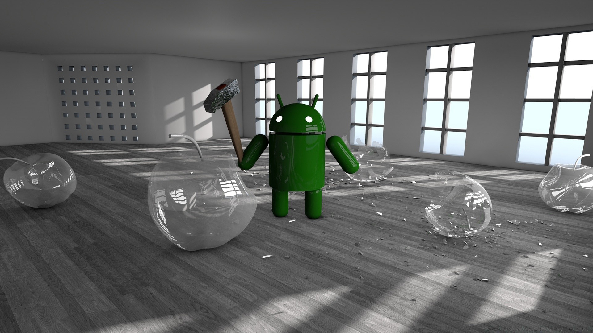 android inside indoors room window table empty floor