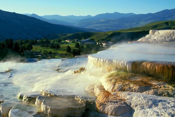 Водопад вода природа горы