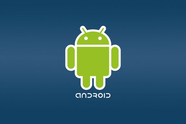 Көк фонда жасыл түсті Android роботы