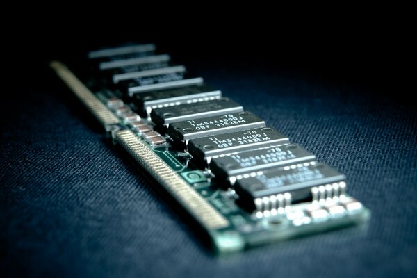 Electronic board on a denim table