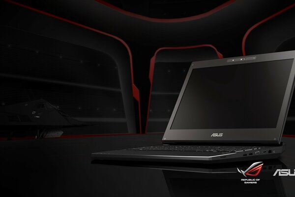 Laptop for business on a black background