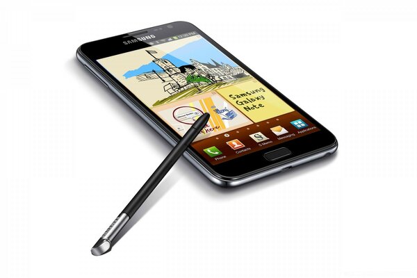 The stylus and phone are black