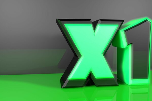 Letter x and number 1 green neon